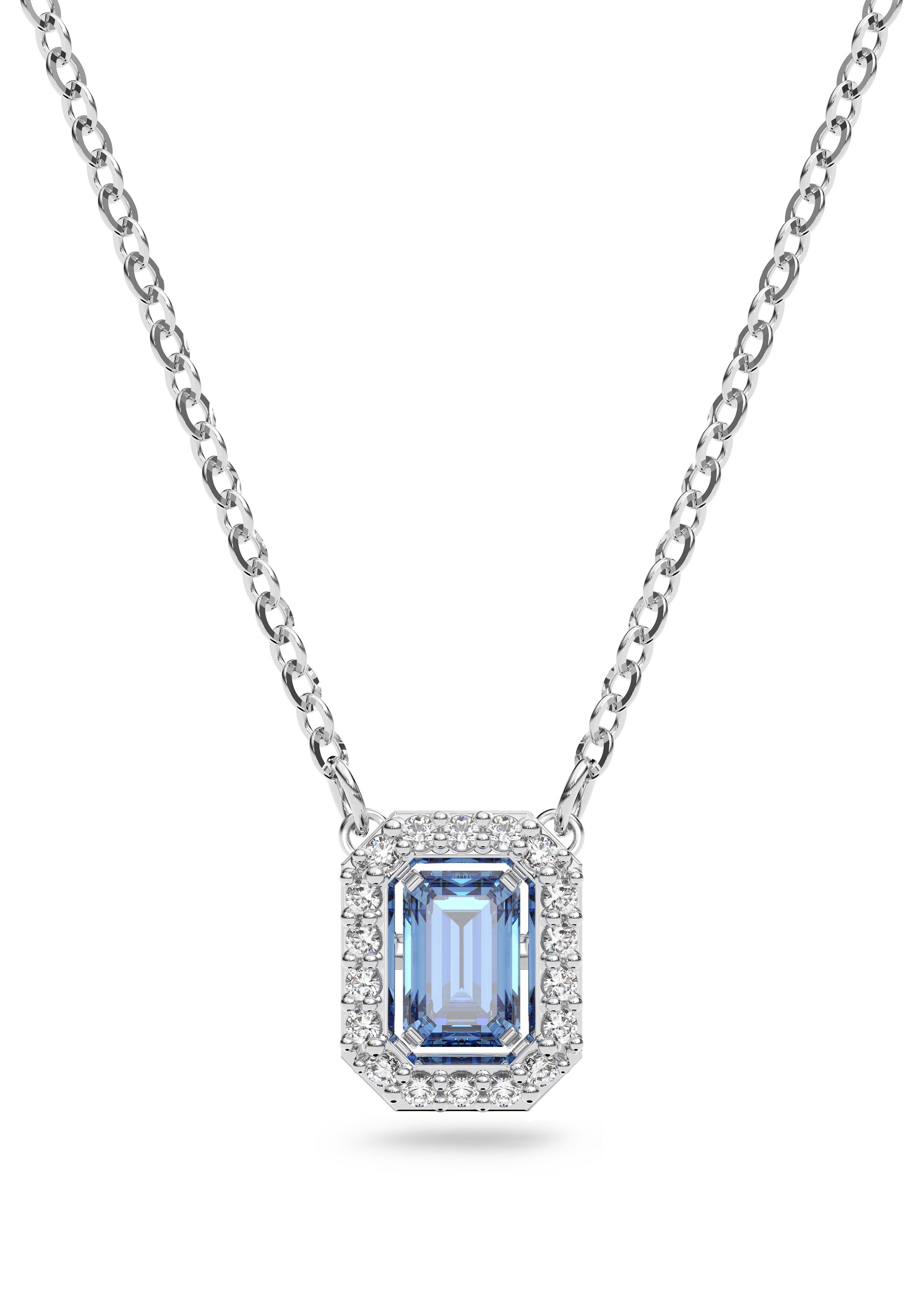 Swarovski Kette Anhänger mit metallfarben-blau-kristallweiß 5614926, Kristall, Zirkonia (synth) mit 5598421, Swarovski® 5599177, 5614933, Octagon-Schliff, Millenia