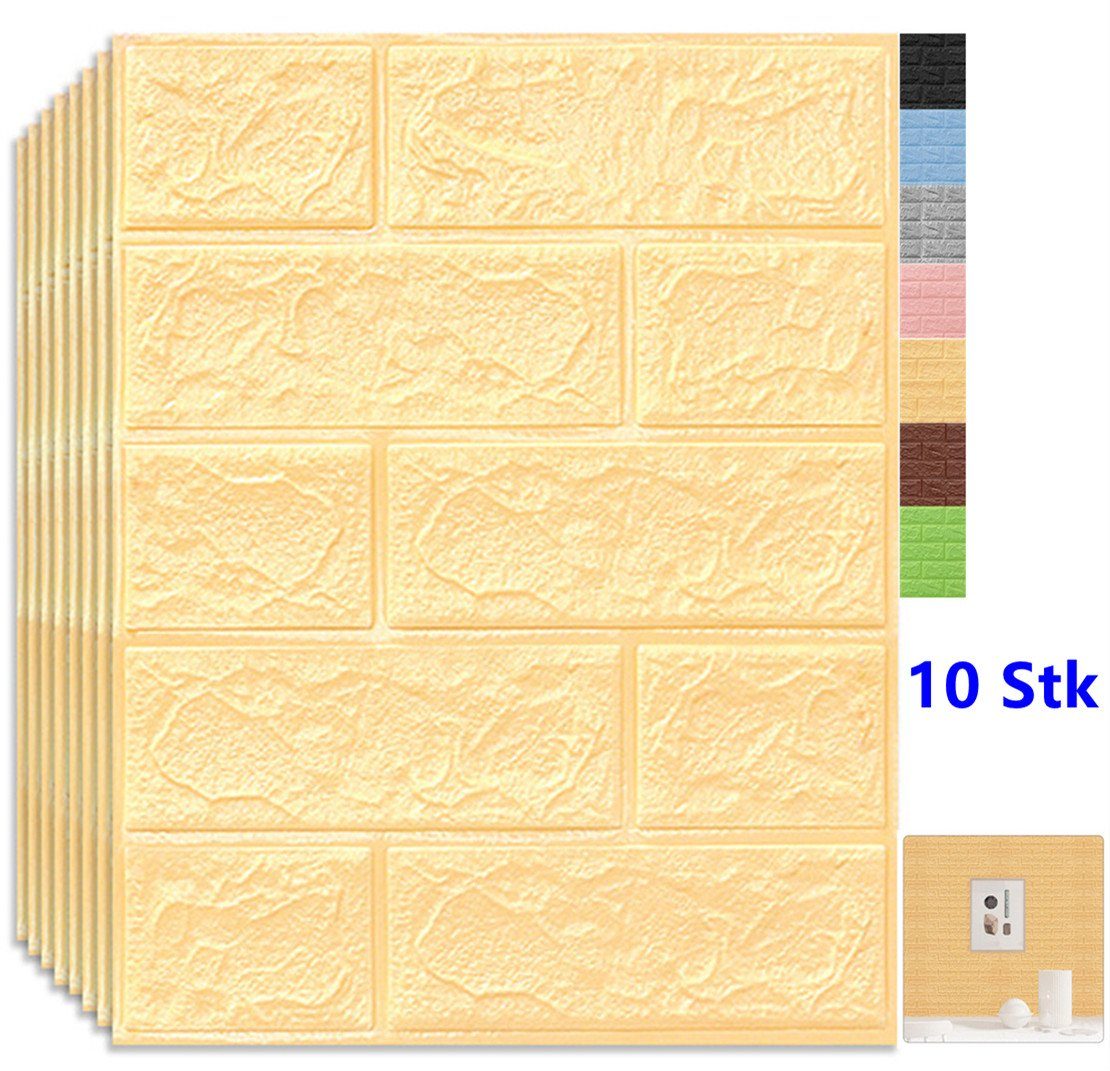 XDeer Wandpaneel 1 Set große 3D Fliesen Ziegel Wandaufkleber,Ziegel Schaumplatte, Wasserdicht,Wärmedämmung,Akustik,Kollisionsschutz