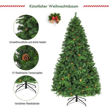 COSTWAY Künstlicher Weihnachtsbaum, mit 925 PVC & PE Spitzen & 460 LEDs