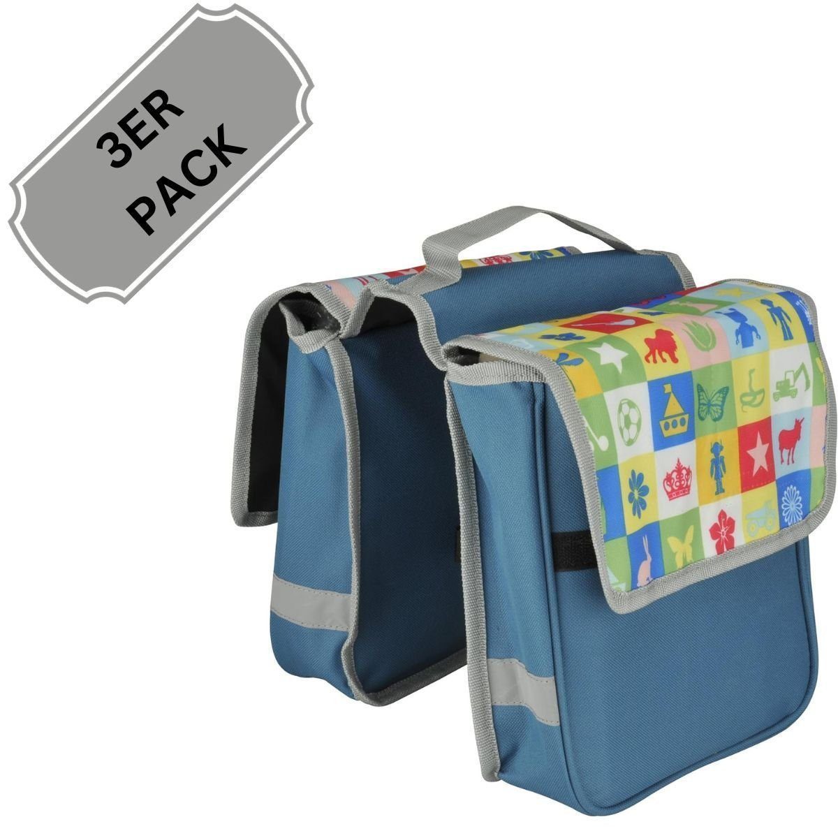 FISCHER Fahrrad Tragetasche Kinder Gepäckträgertasche Kids 6L Kinder Fahrrad Tasche 3ER PACK (3-tlg)