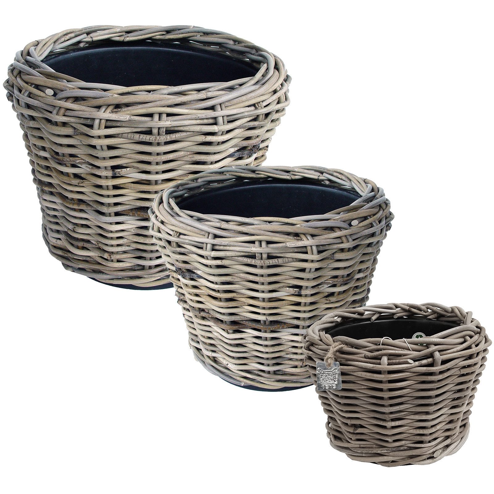 Van der Leeden Blumentopf Pflanzkorb Pflanzentreppe Rattan 3 tlg. Korb Pfla günstig online kaufen