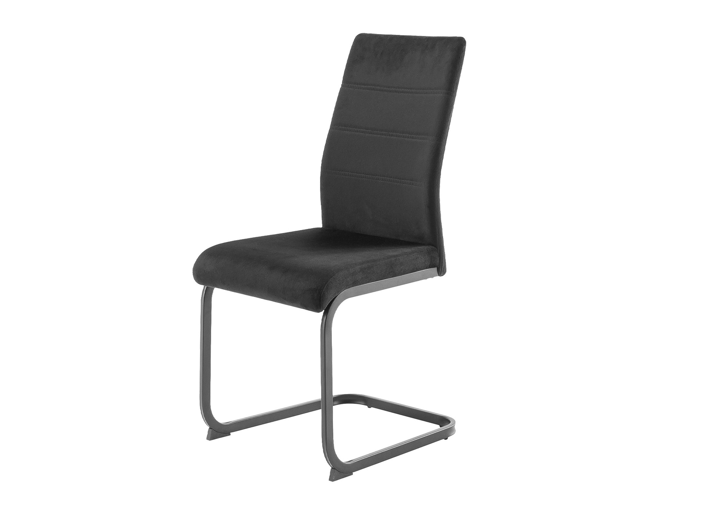 Die Möbelfundgrube® Freischwinger mit Veloursoptik, Steppung, Esszimmerstuhl »TICINO«, Metallgestell Kantrohr matt schwarz · Belastbar bis 120 kg