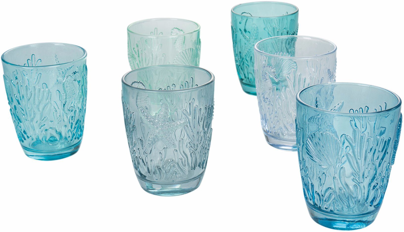 Villa d'Este Gläser-Set Pantelleria Ocean, Set 6-teilig, 6-tlg., Glas, Wassergläser-Set, 6-teilig, Inhalt 230 ml. € 74,99