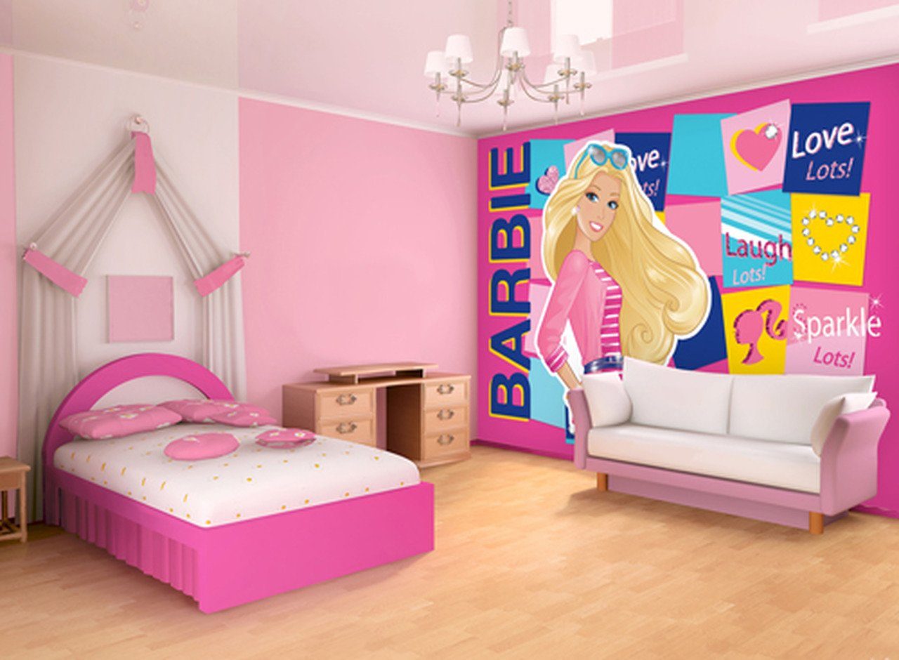 Wallarena Fototapete Kinderzimmer Mädchen Barbie inklusive cm, 152x104 Vliestapete Kleister Glatt, Tapete Puppe Kinder, Kinder Vliestapete