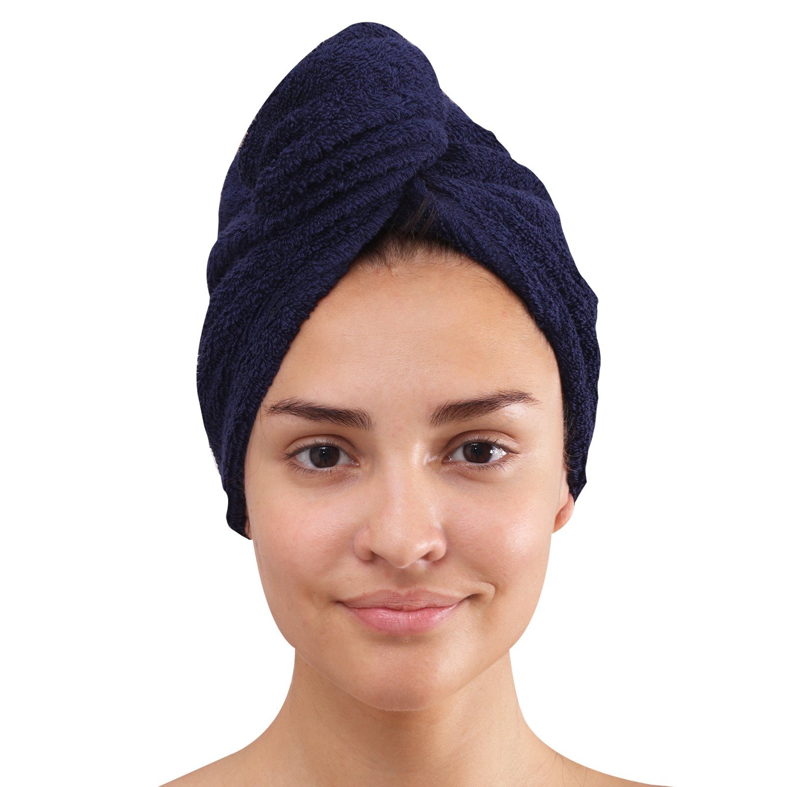 CLASS HOME COLLECTION Turban-Handtuch Frottee Baumwolle Haar-Turban Kopfhandtuch 72x27 cm, 100% Baumwolle (1-St), mit Knopf zu befestigen
