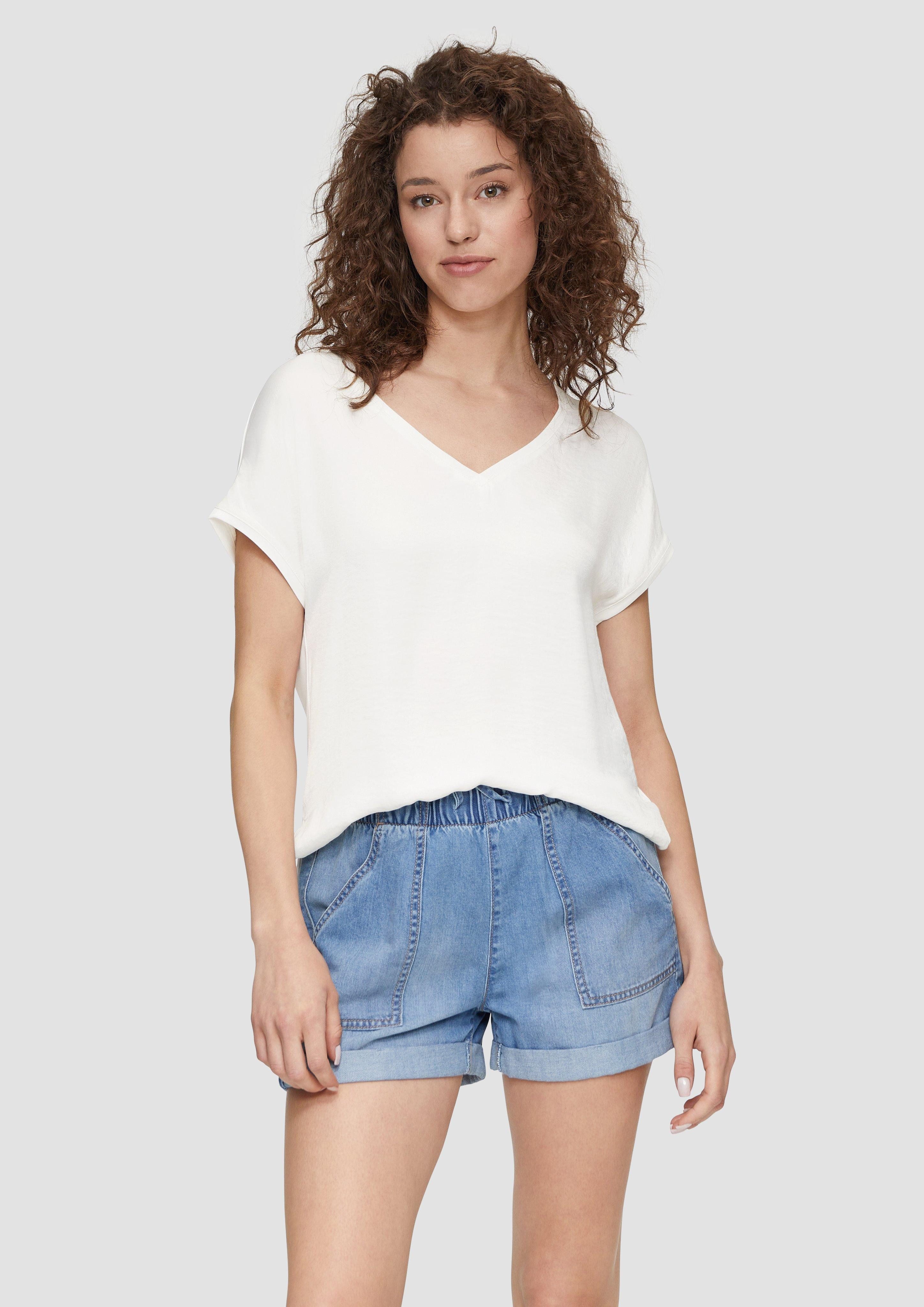QS Kurzarmshirt Fabricmix-Shirt im Loose Fit günstig online kaufen