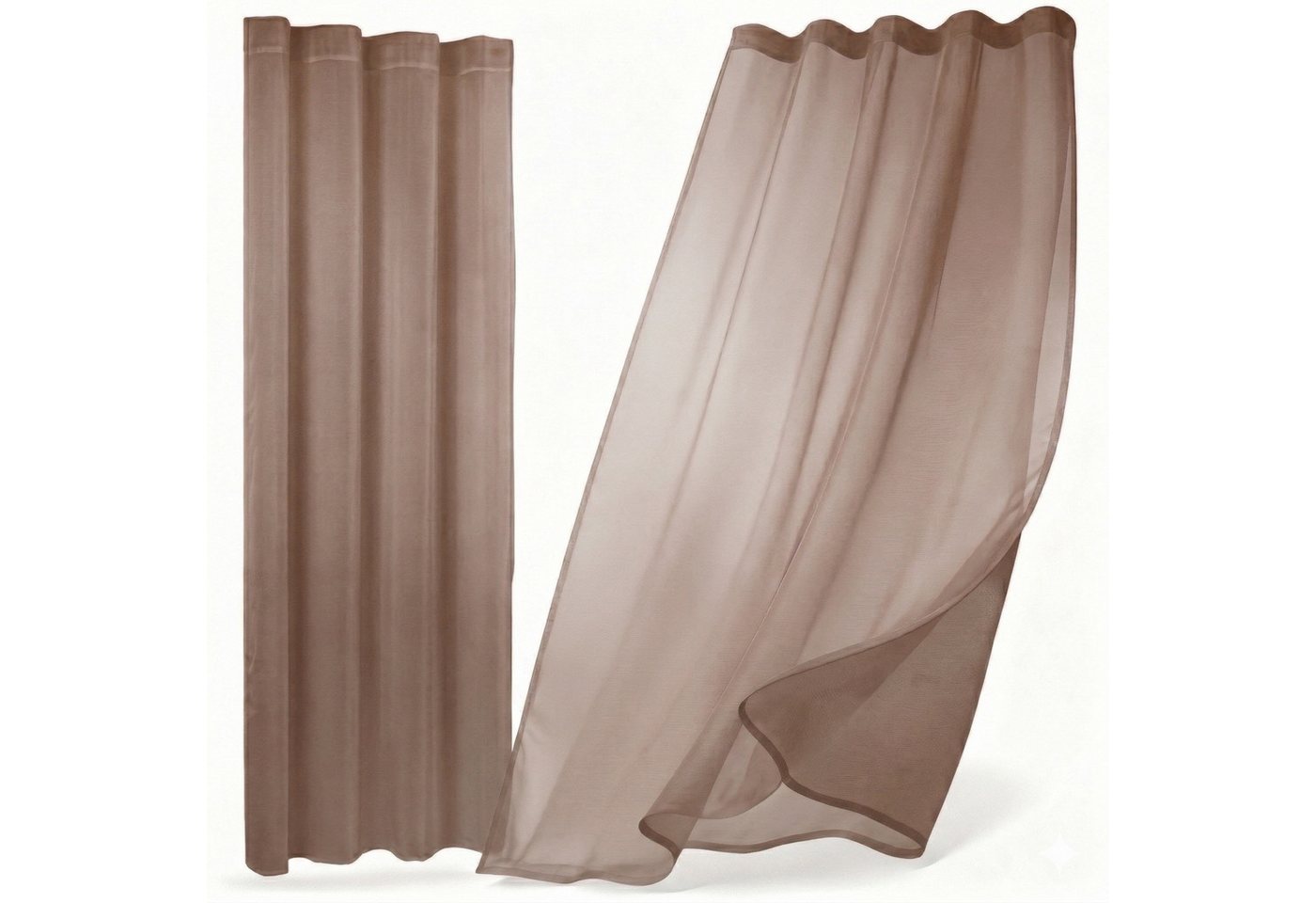 Beautex Gardine transparent Dolly, wählbar mit Kräusel- und Ösen- Aufhängung (2 St), Kräuselband, transparent