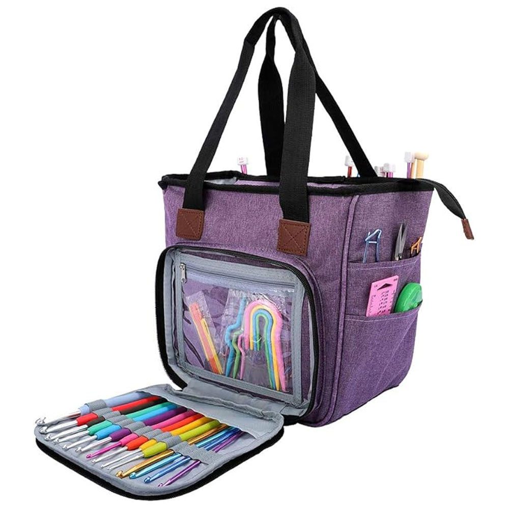 TUWENA Aufbewahrungsbox Häkeltasche für Garn, Leichte Stricknadeln, Wollaufbewahrungstasche, Tragbare Garntasche für Stricknadeln, Häkelnadeln, Wolle und Zubehör