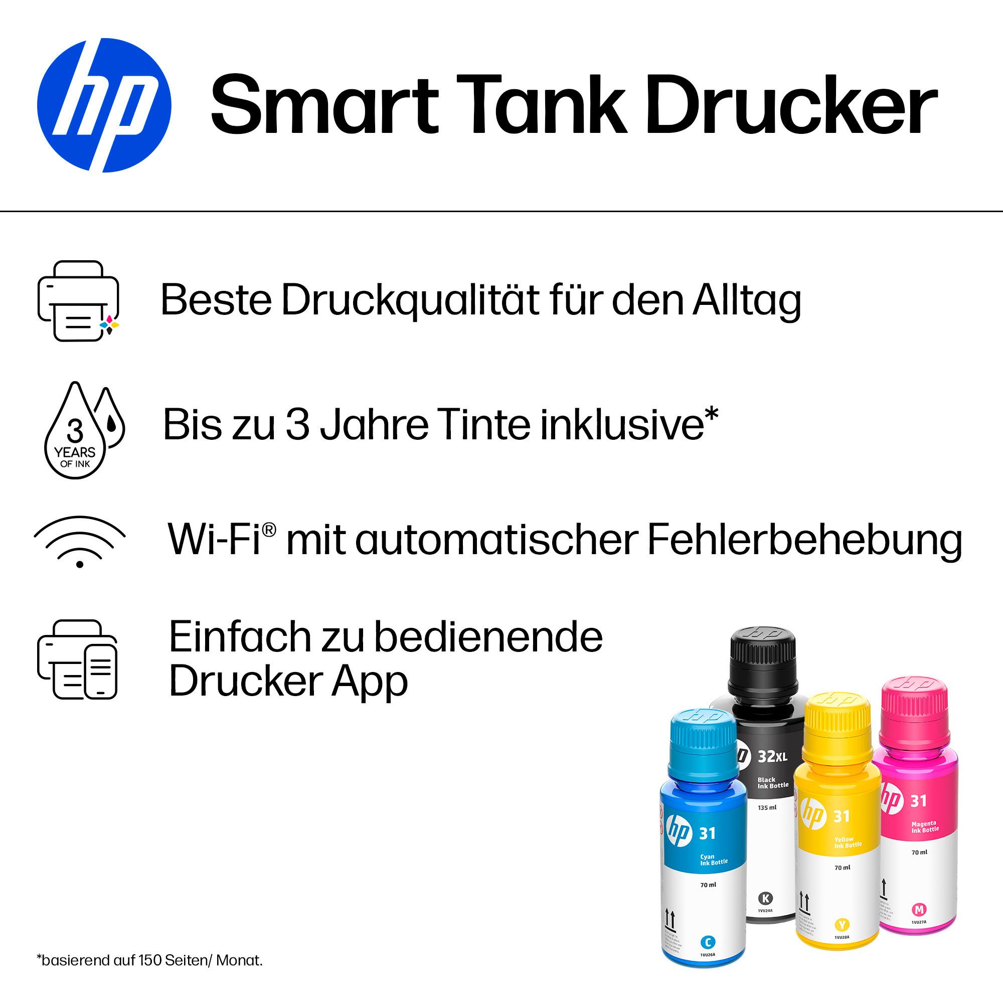 HP Smart Tank 5105 All-in-One-Drucker Multifunktionsdrucker, (WLAN (Wi-Fi), Bluetooth, Bis zu 20€ Cashback sichern! Nur bis zum 31.10.2026) – Bild 3 von 5