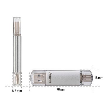 Hama USB-Stick "C-Laeta", Type-C USB 3.1/USB 3.0, 16GB, 40 MB/s, Silber USB-Stick (Lesegeschwindigkeit 40 MB/s)