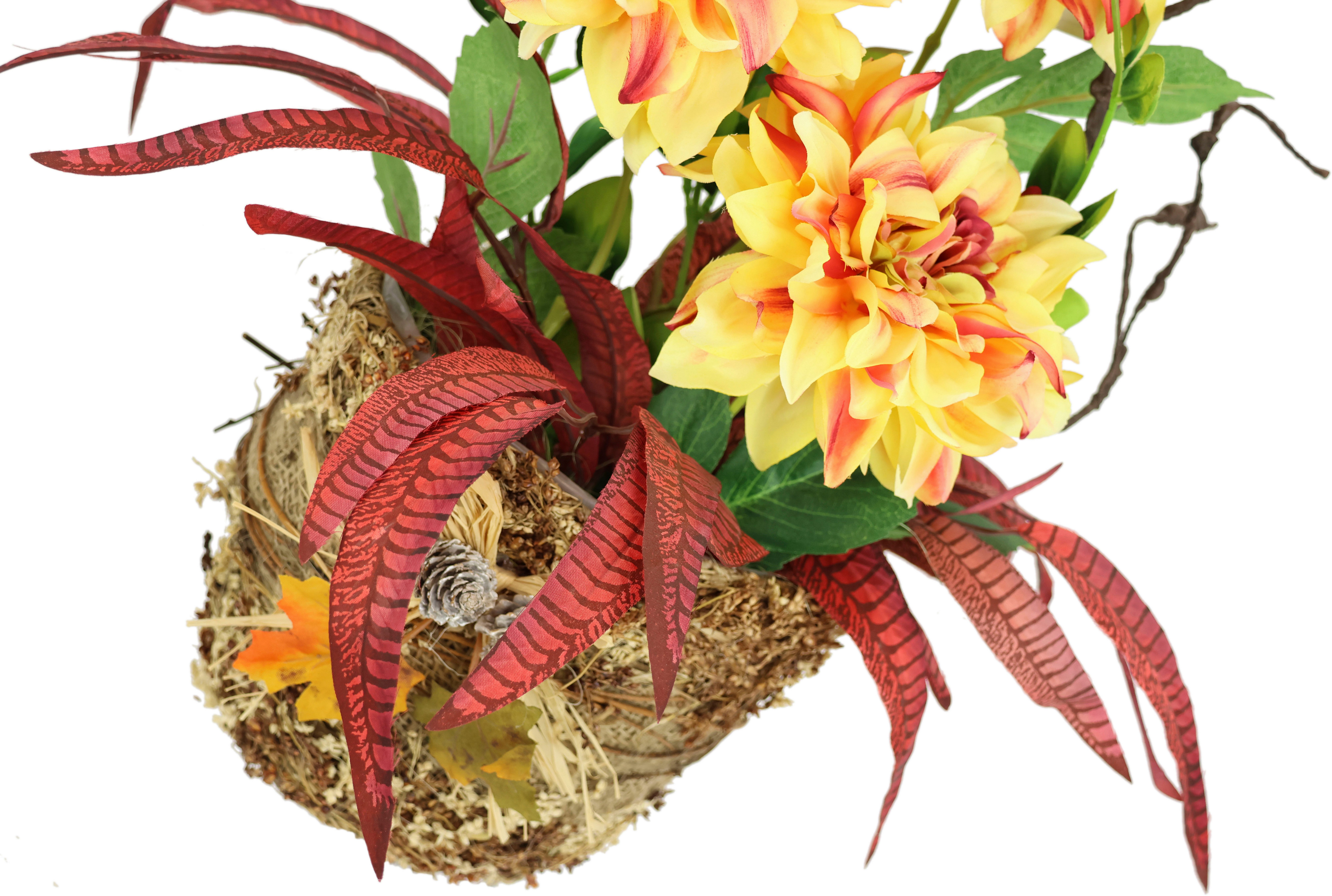 Kunstblume Dahlien-Arrangement in Pflanzschale Gesteck aus künstlichen Blum günstig online kaufen