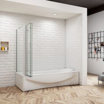 duschspa Badewannenaufsatz 6mm ESG Duschtrennwand auf Badewanne Faltwand + Seitenwand, Einscheibensicherheitsglas, Sicherheitsglas, (Set), Glas, Nano Glas