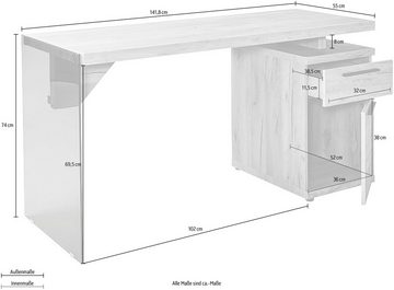 Jahnke Schreibtisch LUX, wechselseitig montierbar, Seitenteil aus ESG Sicherheitsglas