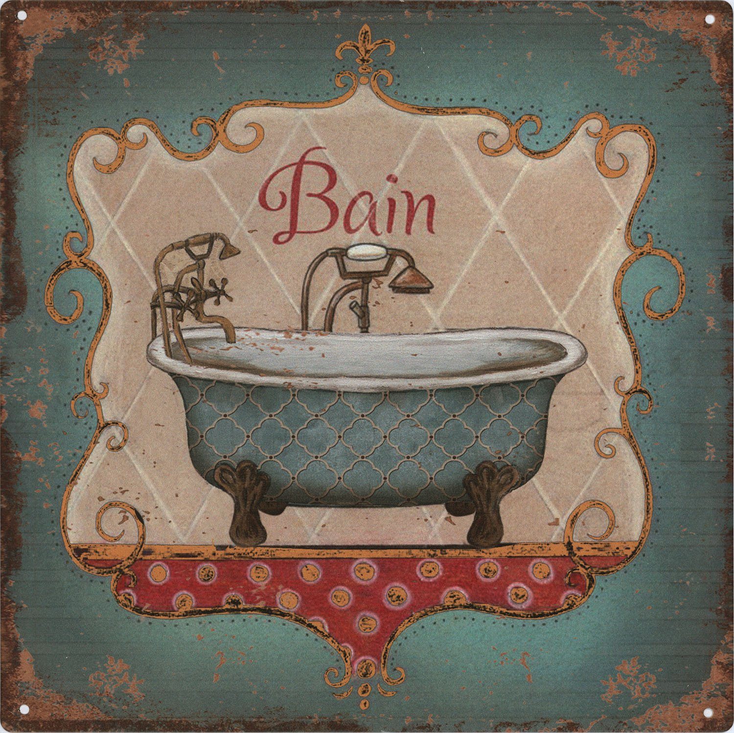 Moritz Metallschild Blechschild Bain Badewanne Badezimmer, (Einzeln), Vinta günstig online kaufen