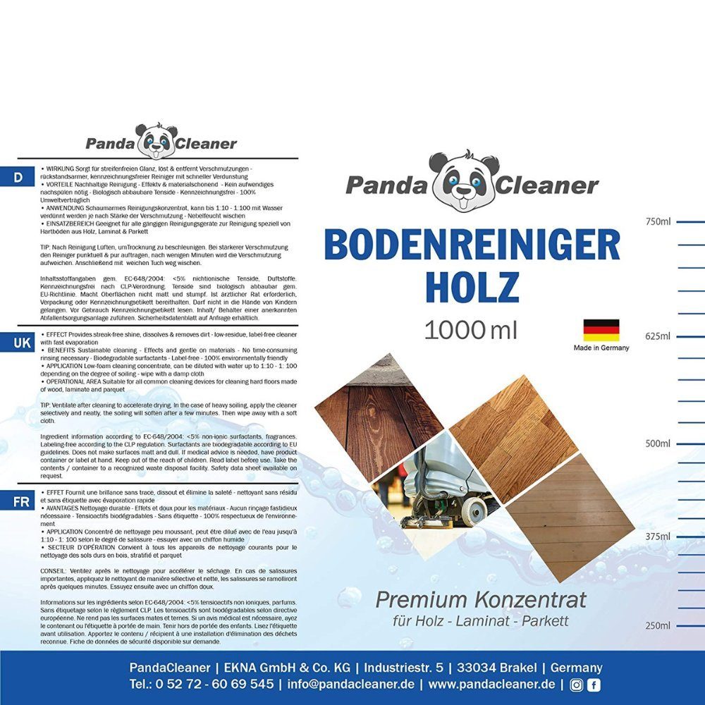 PandaCleaner Holzboden Reiniger & Pflege (1l) Fussbodenreiniger Konzentrat
