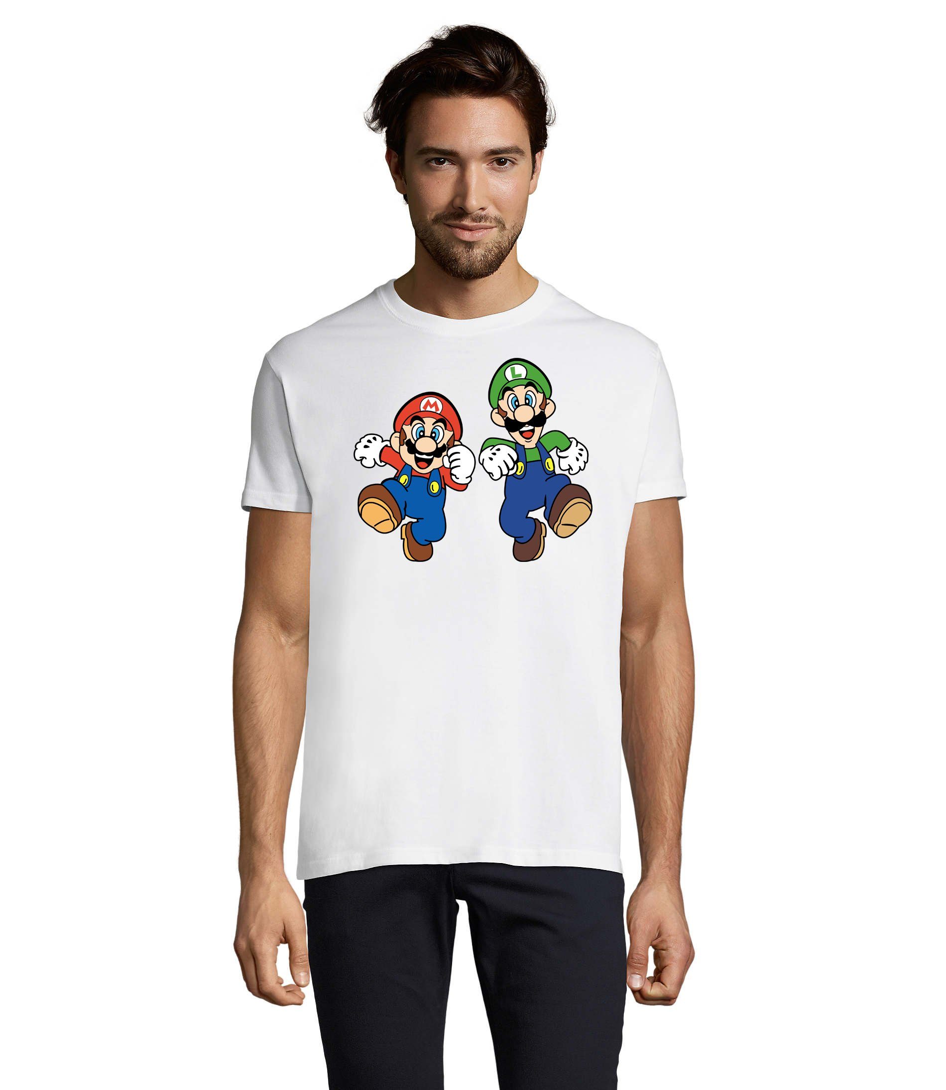 Blondie & Brownie T-Shirt Herren Mario & Luigi Peach Konsole Nintendo Weiß