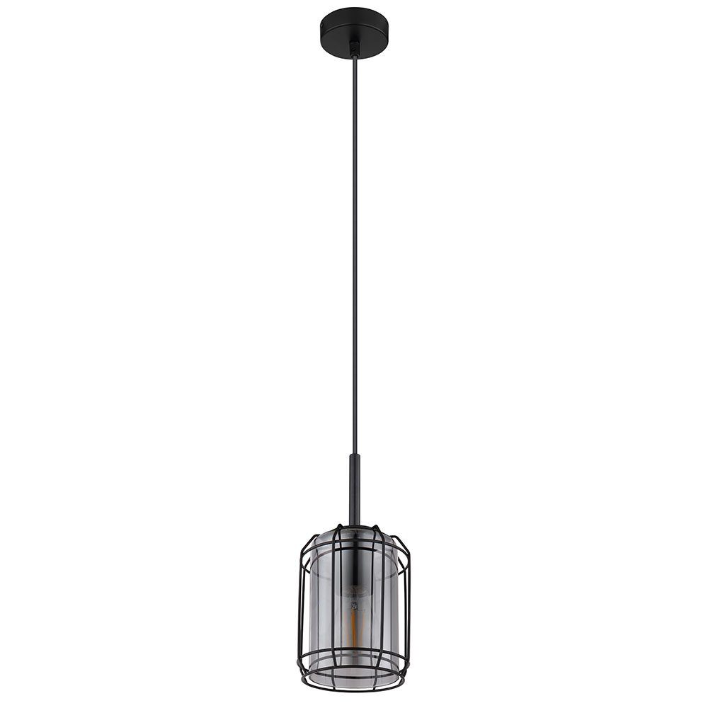GLOBO LIGHTING Pendelleuchte, Leuchtmittel nicht inklusive, Hängelampe Pendel Leuchte Käfig Vintage Deckenleuchte Glas rauch