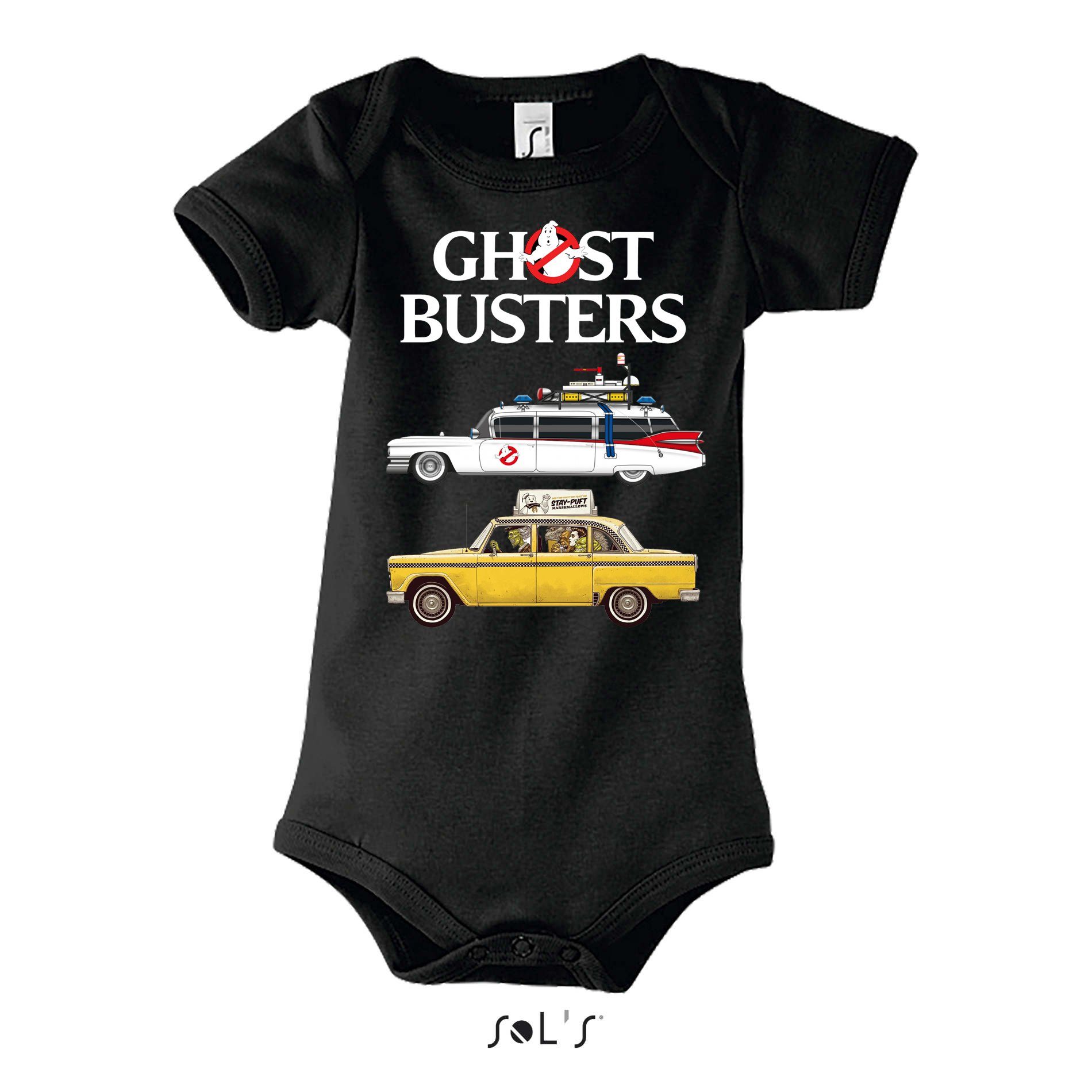 Blondie & Brownie Strampler Kinder Baby Ghostbusters Cars Auto Geisterjäger Geister Film Ghost Schwarz | Schlafoveralls