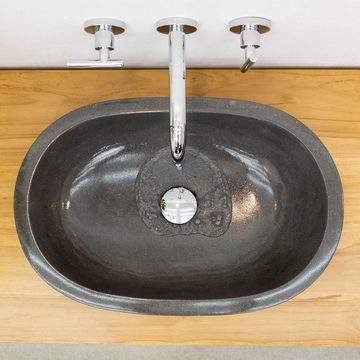 wohnfreuden Aufsatzwaschbecken Terrazzo Waschbecken LEPEN 50 cm grau gesprenkelt (Kein Set), 125932
