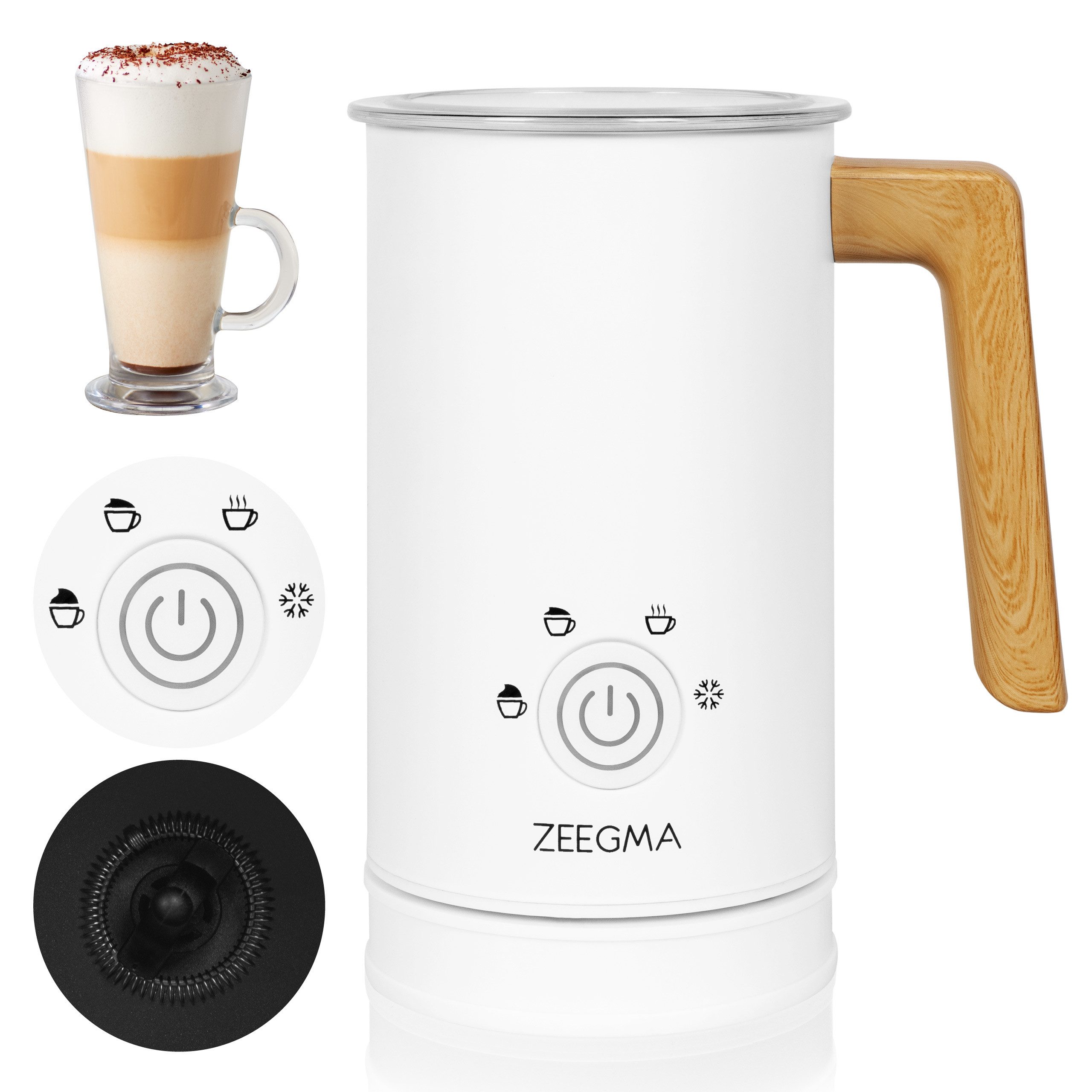 Zeegma Milchaufschäumer MILKEE, 500,00 W, 4 Modi: Heiß- und Kaltschäumen/Touch-Bedienfeld/500 W