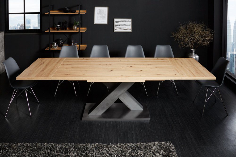 riess-ambiente Esstisch MONTREAL 180-280cm natur/grau (Einzelartikel, 1-St), Holzwerkstoff · Asteichen-Optik · ausziehbar · X-Gestell · Industrial