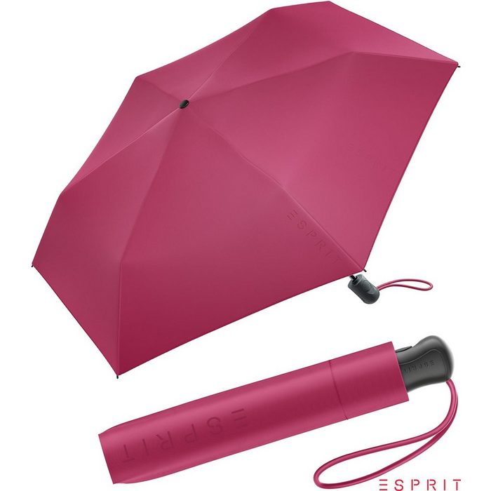 Esprit Taschenregenschirm Damen Easymatic Slimline Auf-Zu Automatik HW 2022 - vivacious pink leicht stabil in den neuen Trendfarben
