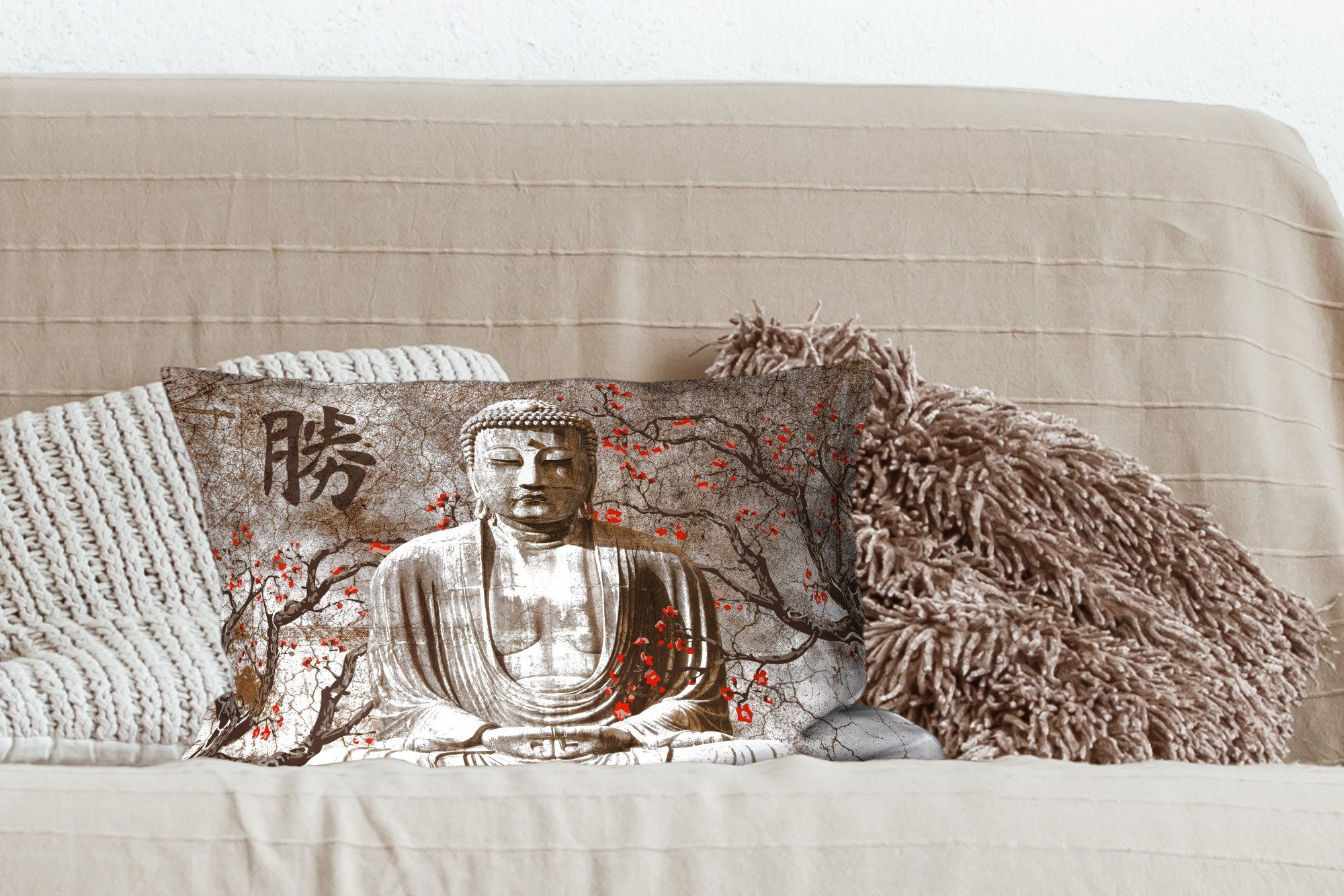 Bild - Buddha Dekokissen Schlafzimmer Wohzimmer Dekoration, Füllung, Baum, - Zierkissen, mit Dekokissen MuchoWow