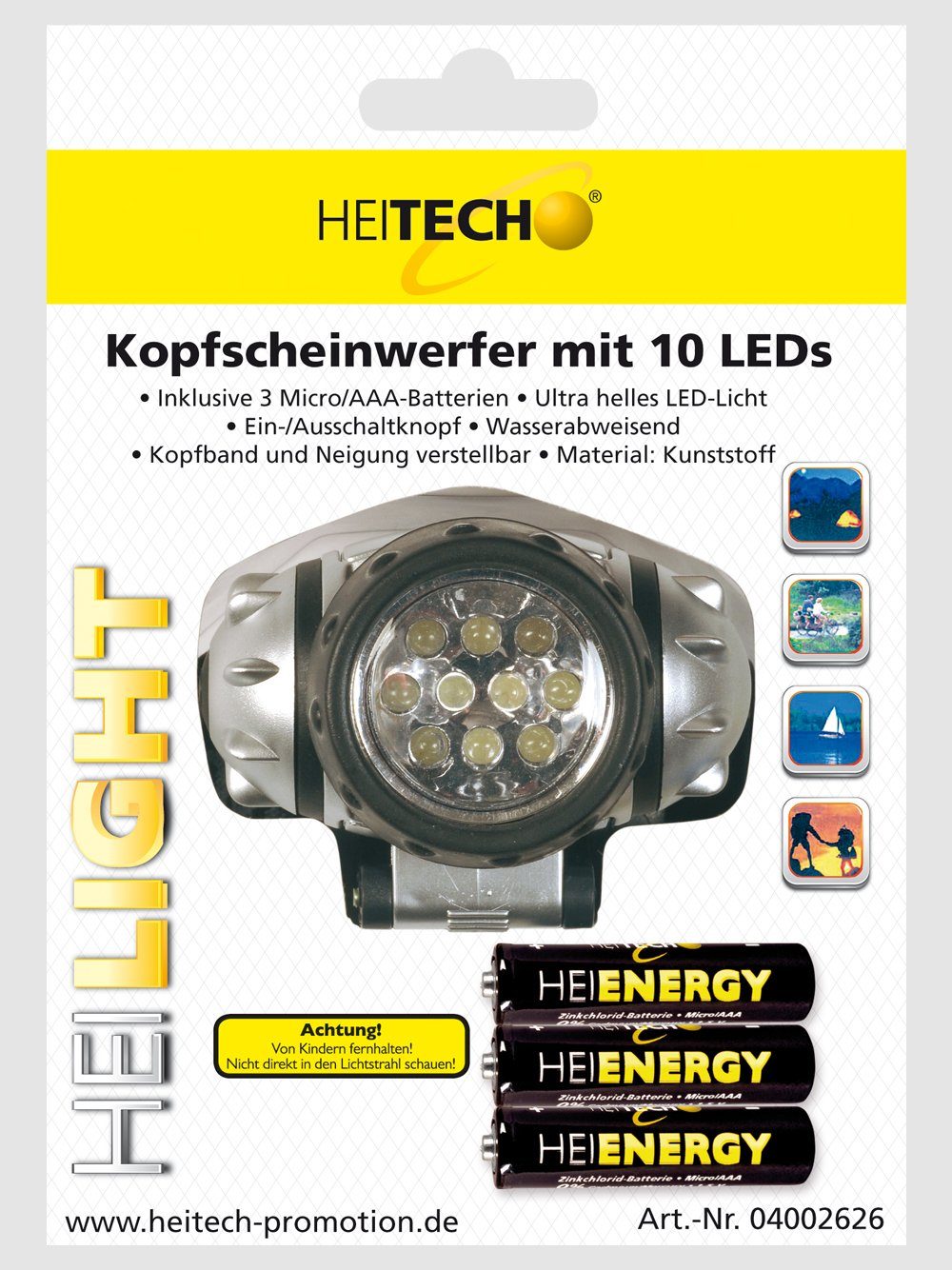 LED mit HEITECH verstellbar Kopfscheinwerfer LED-Licht, LEDs Stirnlampe 10 Ultra - helles LED