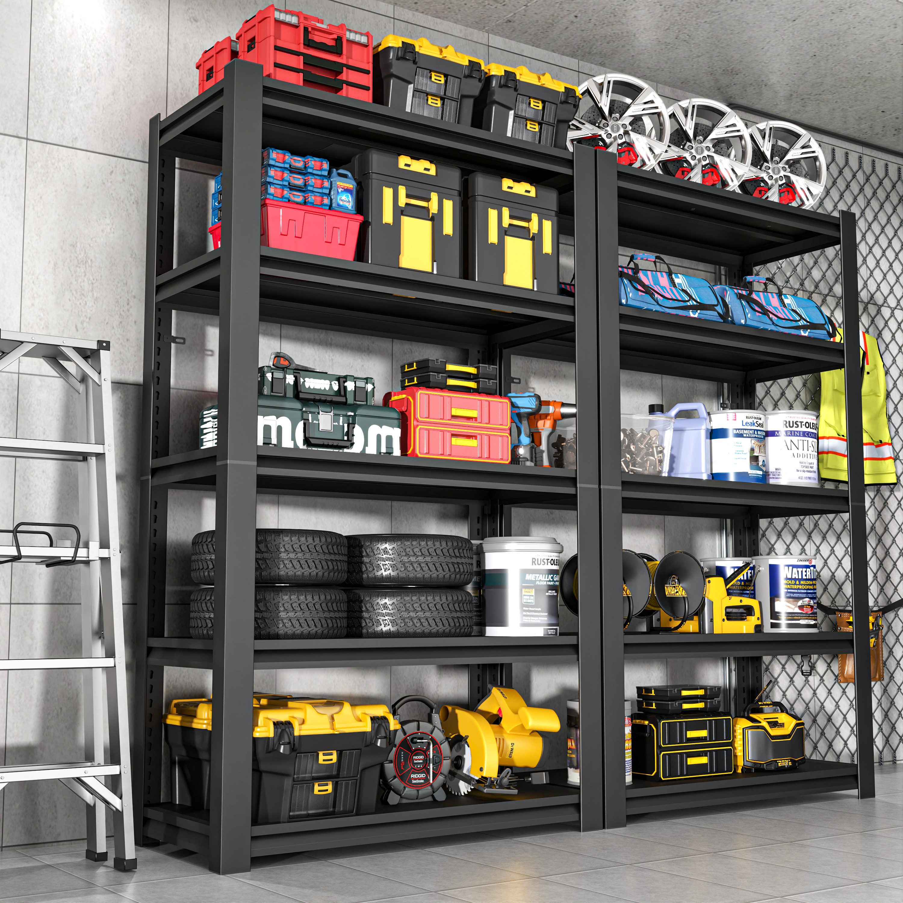 Odikalo Schwerlastregal Steckregal Lagerregal Höhenverstellbar 650 kg mehre günstig online kaufen