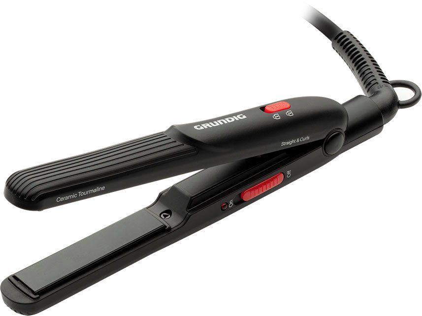 Grundig Mini-Reiseglätteisen HS 2030 Keramik-Turmalin-Beschichtung, Mini‑Haarglätter 15 cm mit Keramik‑Turmalin & 200°C