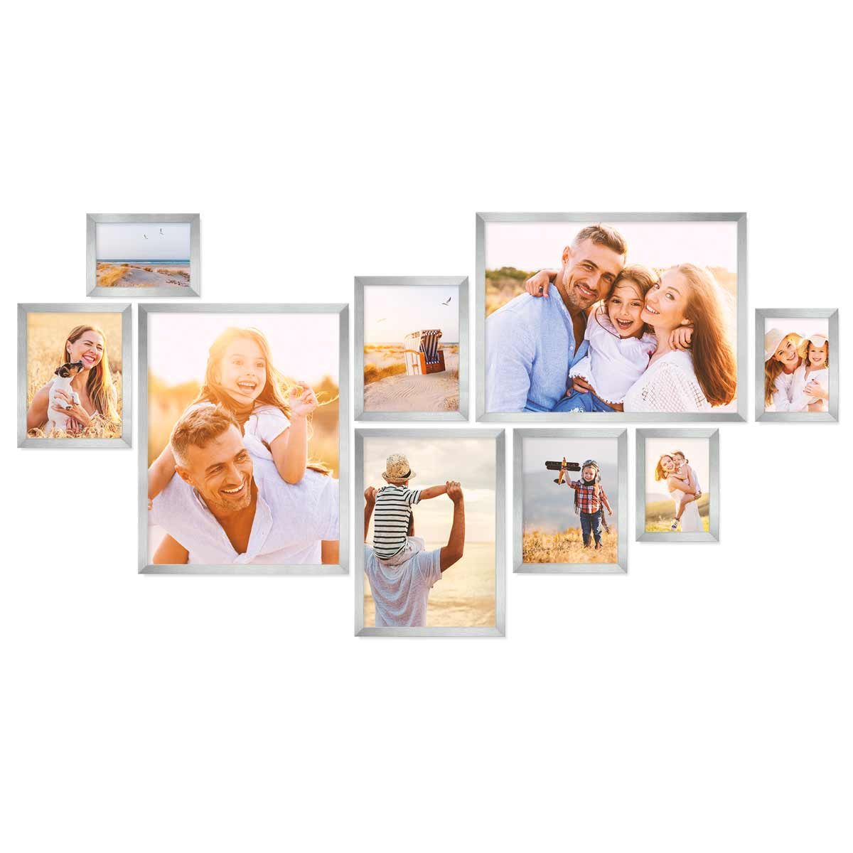 PHOTOLINI Bilderrahmen 9er Set No.3 Poster-Rahmen in verschiedenen Formaten für Einzelbilder, für 9 Bilder (9er Set No.3), MDF Holz, Acrylglas & Zubehör, Formate 10x15 bis 30x40 cm