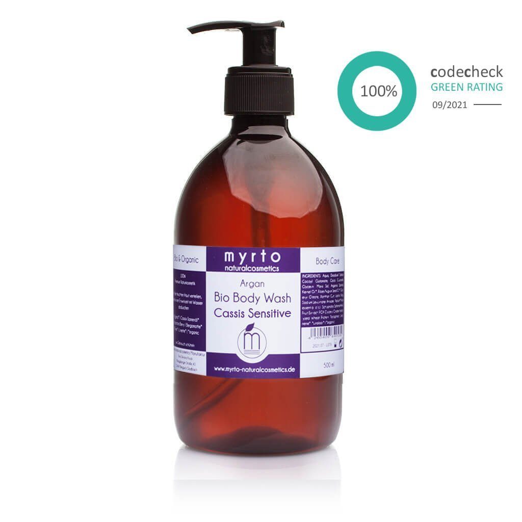 myrto Naturkosmetik Duschgel Argan Body Wash Schizandra Sensitive - ohne Duftstoffe, 3-in-1 Produkt, Duschgel, Shampoo, Rasiergel, ohne Duftstoffe