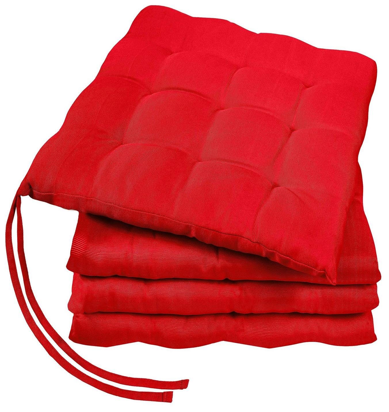 GREEN MARK Textilien Sitzkissen 4er-Set Stuhlkissen 40x40cm, Indoor und Outdoor, weich gefüllt