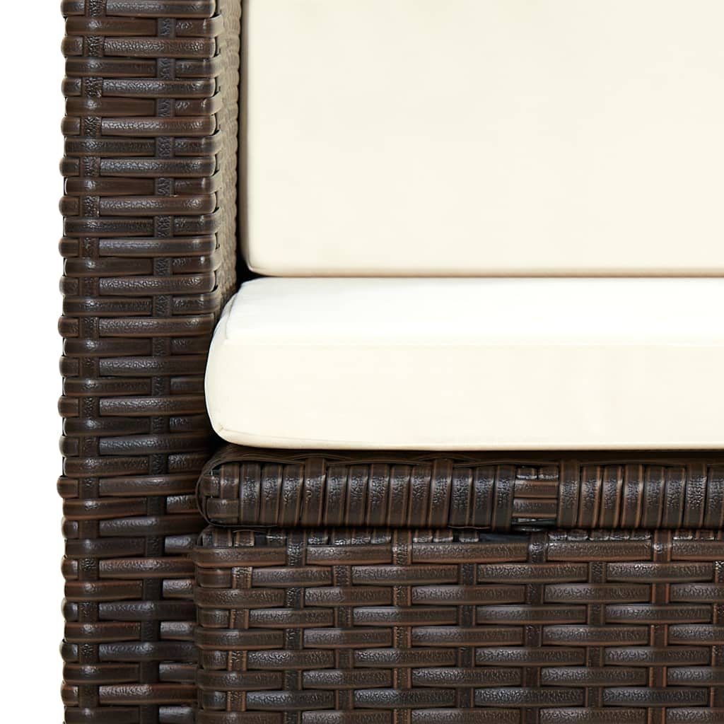 vidaXL Loungesofa 2-Sitzer-Gartensofa mit Auflagen Teile 1 Rattan, Poly Braun