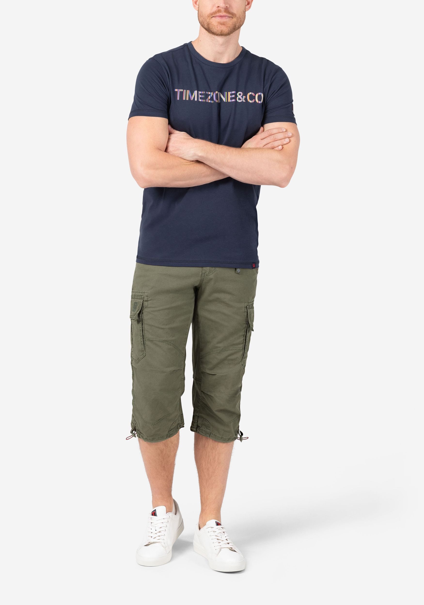 TIMEZONE Cargoshorts Cargo mit Gürtel und Design Taschen für Herren Baumwolle Regular Fit unifarben wärmend Reißverschluss – Bild 5 von 5
