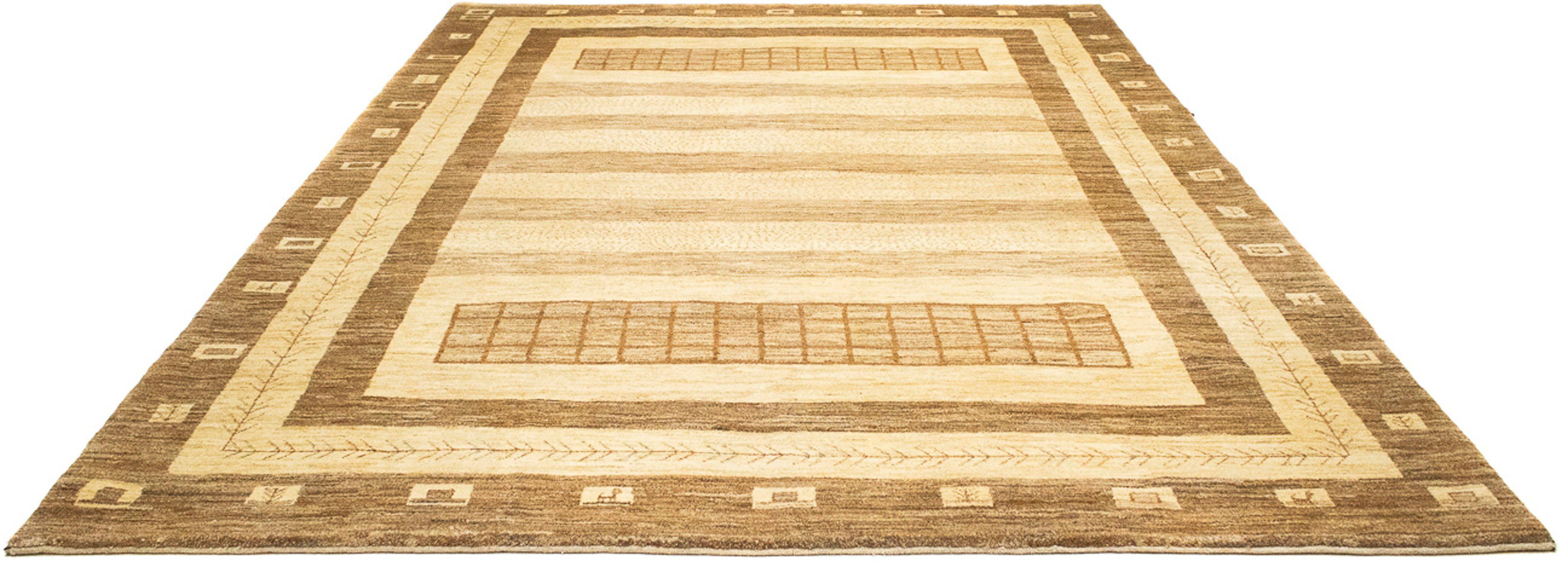 Wollteppich Gabbeh - Perser - 336 x 249 cm - beige, morgenland, rechteckig, Höhe: 18 mm, Wohnzimmer, Handgeknüpft, Einzelstück mit Zertifikat | Kurzflor-Teppiche