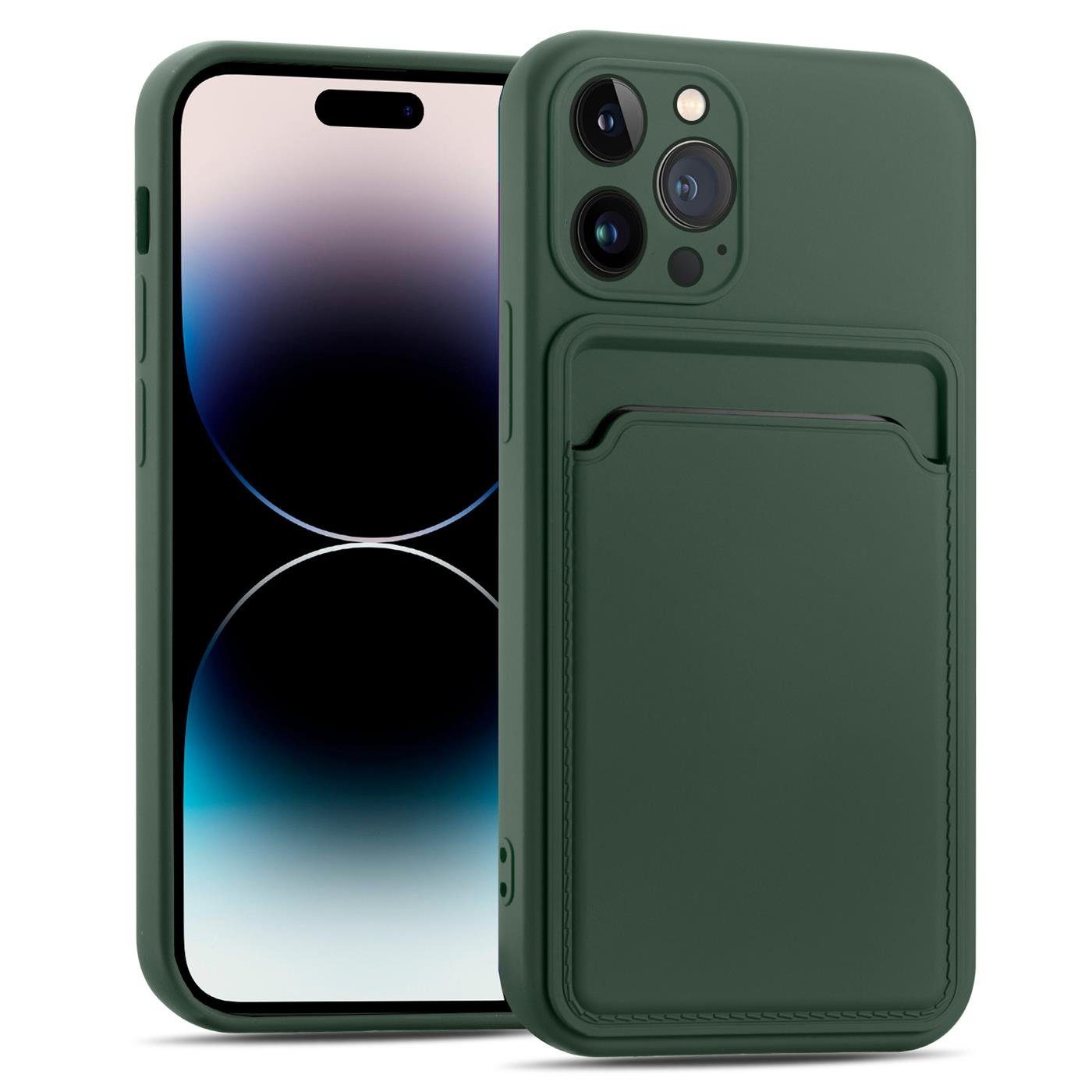 CoolGadget Handyhülle Schutzhülle mit Kartenfach für Apple iPhone 16 Pro Max 6,9 Zoll, Silikon Case Slim TPU Cover Tasche mit Aufbewahrung EC Karte Ausweis