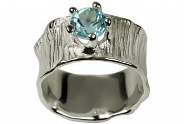 SILBERMOOS Silberring Eleganter Blautopas Ring, 925 Sterling Silber