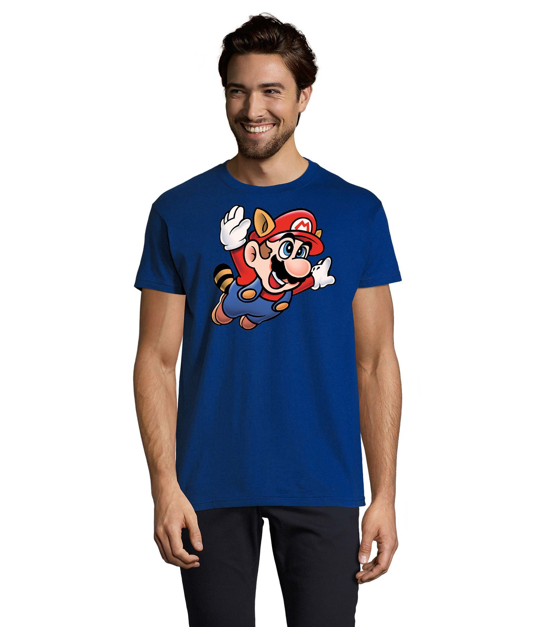 Blondie & Brownie T-Shirt Herren Super Mario 3 Fligh Nintendo Logo Print Blau