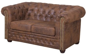 Küchen-Preisbombe Sofa Edles Chesterfield 2 Sitzer Mikrofaser Vintage braun Couch, Chesterfield Sofa