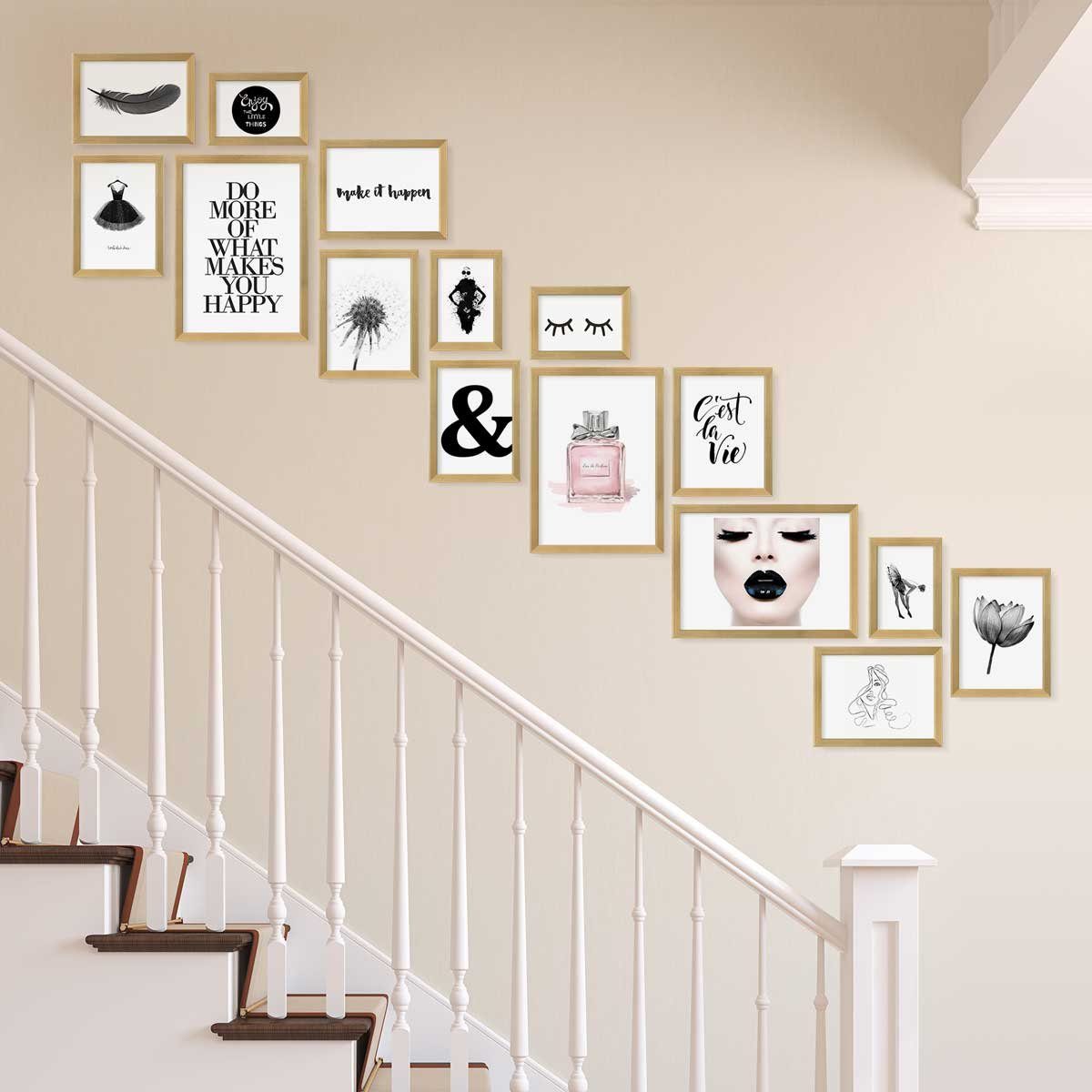 PHOTOLINI Bilderrahmen 15er Set Modern Schmal 10x15 bis 21x30 cm günstig online kaufen