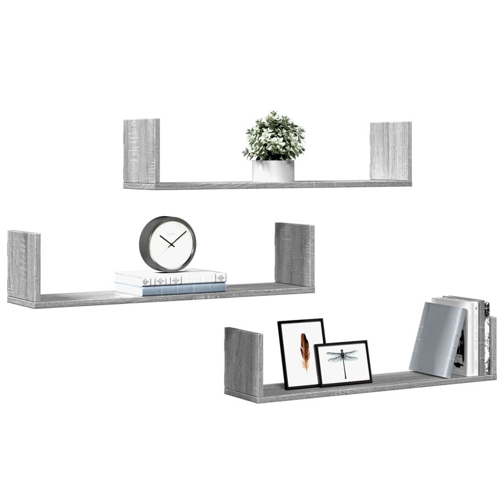 vidaXL Regal Wandregale 3 Stk. Grau günstig online kaufen