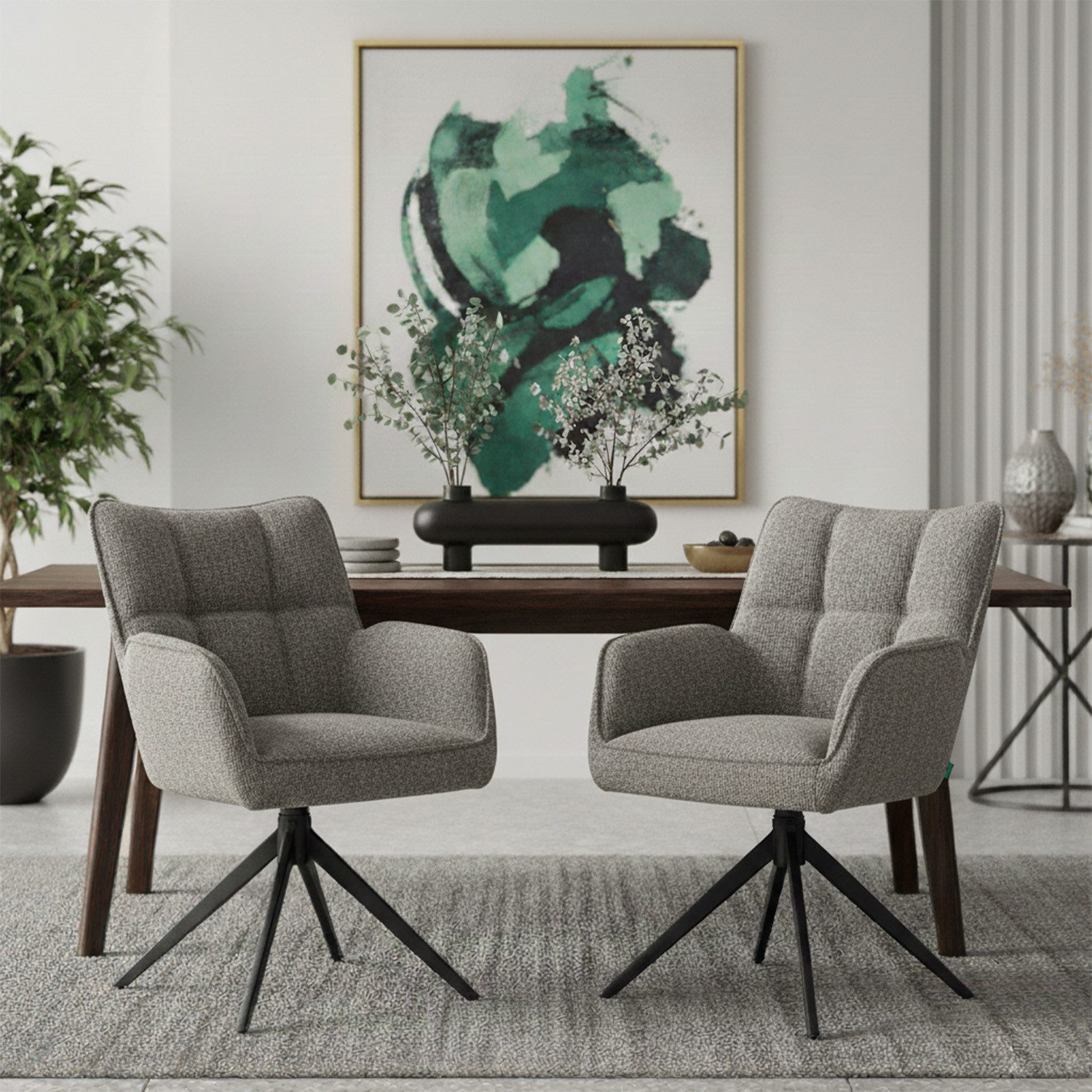 DUBI Möbel Polsterstuhl Mika-Enya 2er-Set, Federkern, pulverbeschichtet, 36 günstig online kaufen