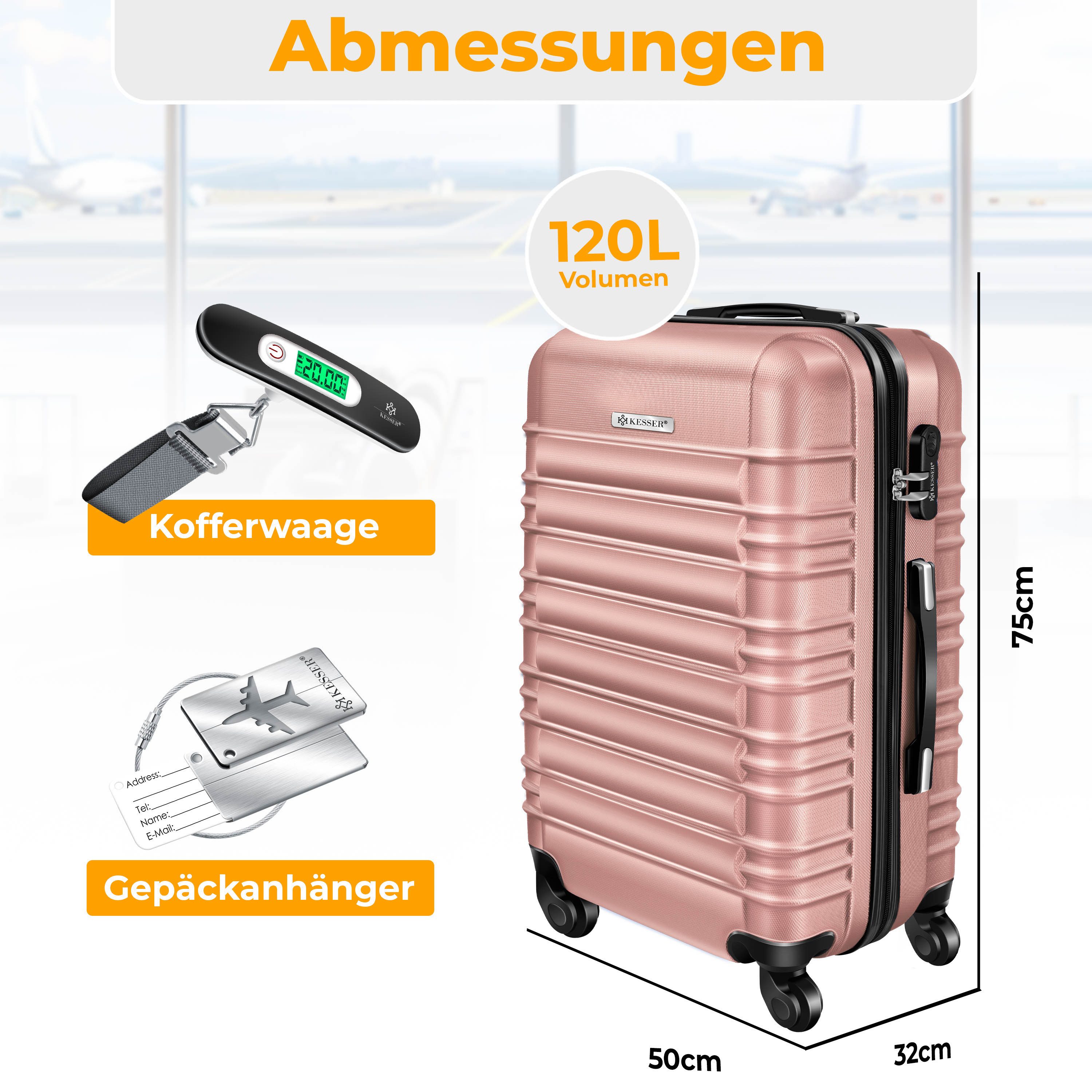 KESSER Hartschalen-Trolley Reisekoffer 120L Koffer Inkl. Kofferwaage + Gepä günstig online kaufen