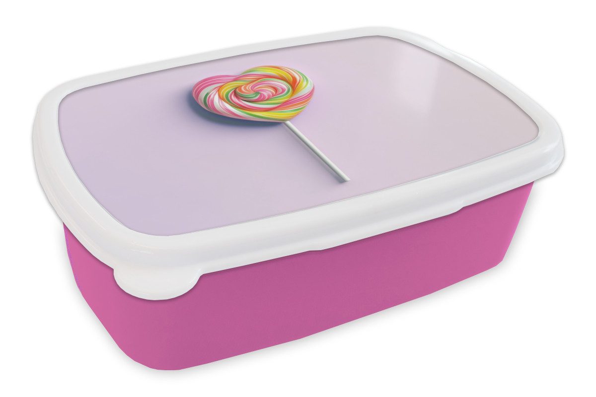 MuchoWow Lunchbox Herz - Lutscher - Bonbon, Kunststoff, (2-tlg), Brotdosen, Lunch Box, Brotbox für Kinder und Erwachsene