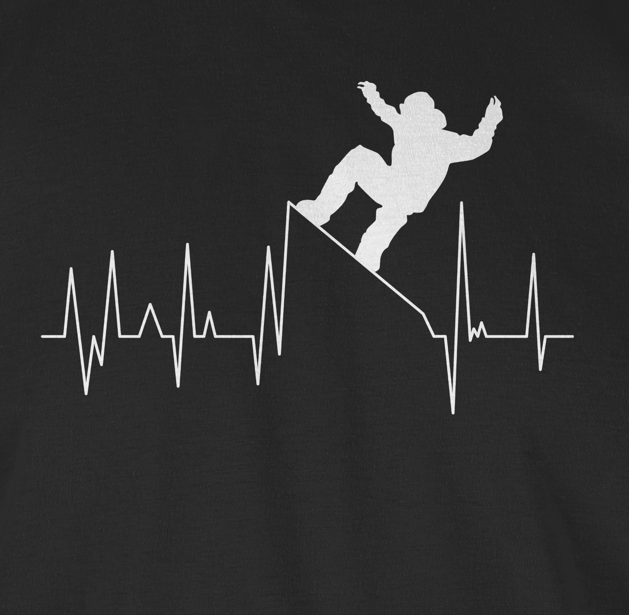 - Ski 01 T-Shirt Schwarz Snowboarding Party weiß Shirtracer Apres Herzschlag