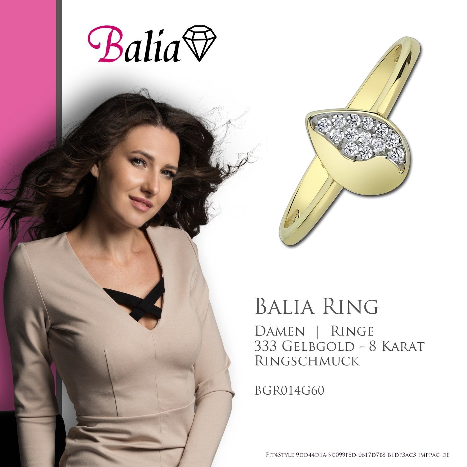 Gelbgold Balia 8Karat Damen Damen Balia - Blatt, 333 (19,1) Goldring Gr.60 60 (Fingerring), Ringe, Ring 8 Gelbgold Karat