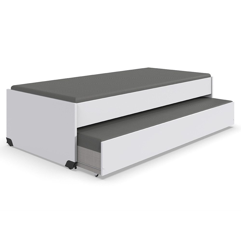Lomadox Jugendbett NOLI-43, weiß 90x200 cm Liegefläche Gästebett Rollen