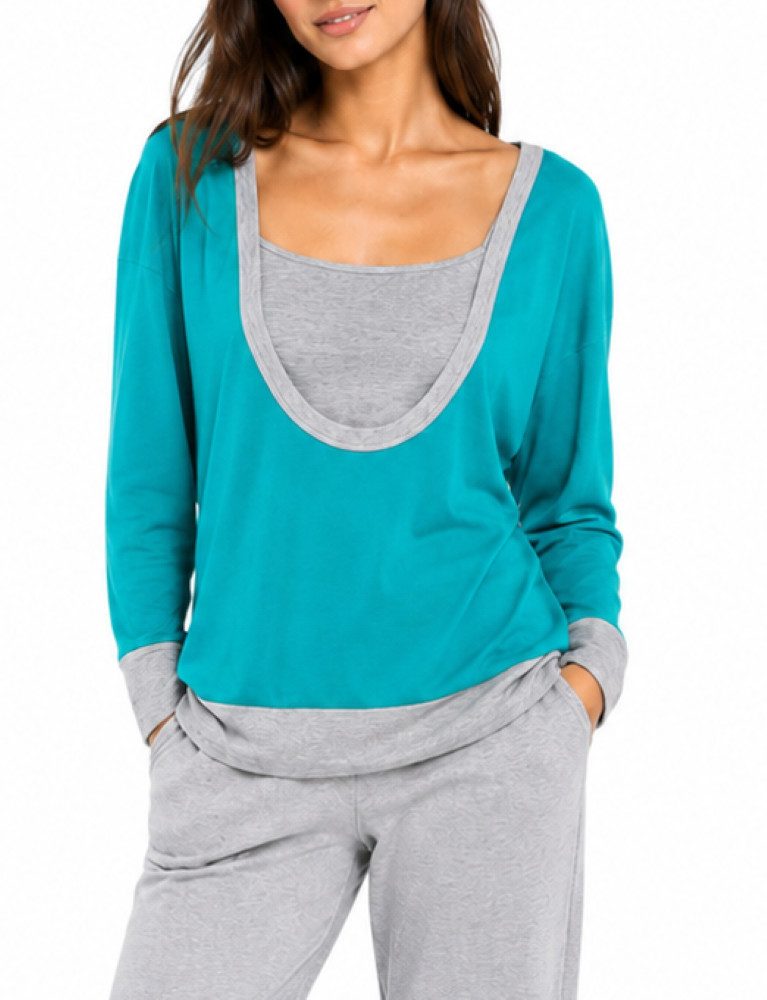 Mississhop Langarmshirt Damen-Shirt mit weitem U-Boot-Ausschnitt
