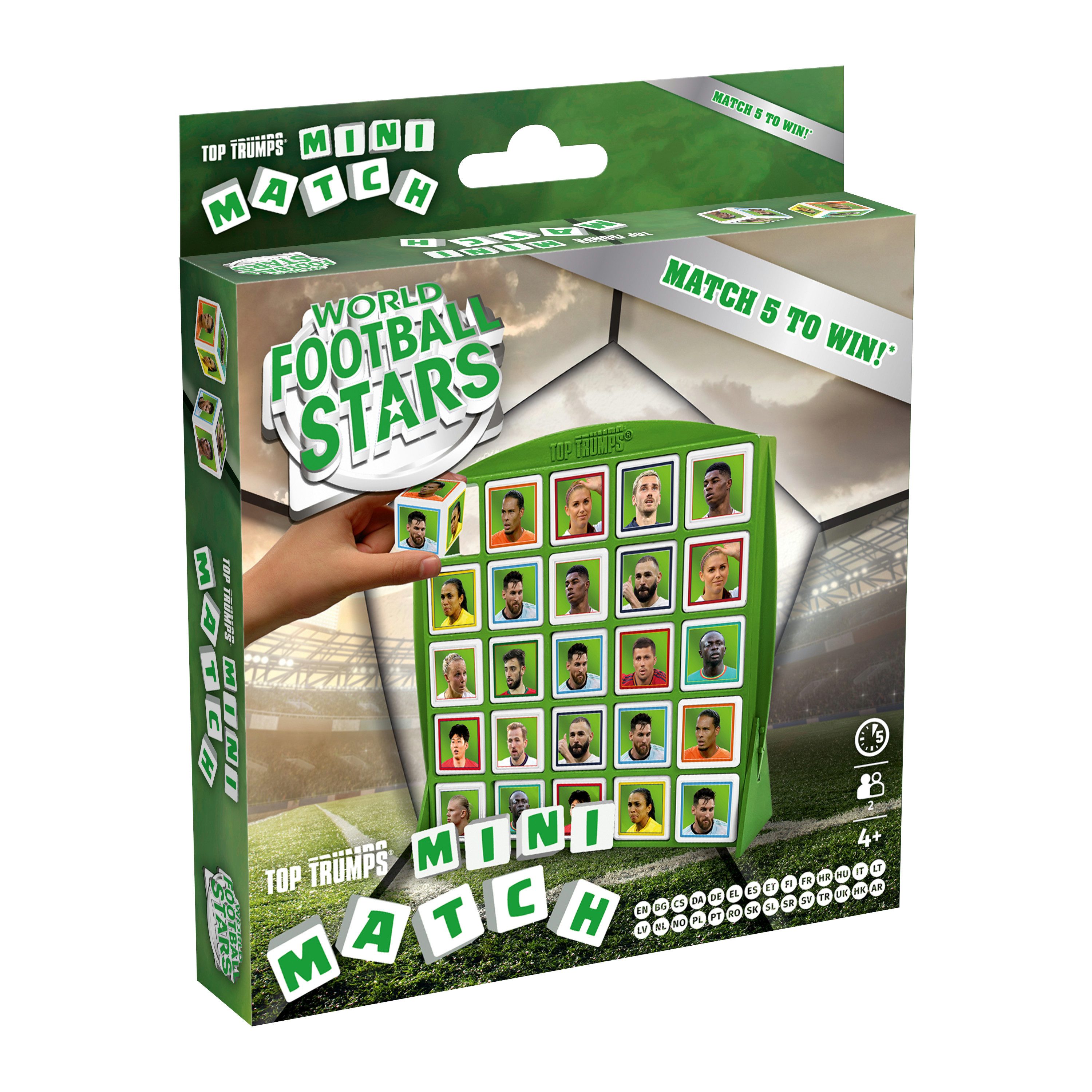Winning Moves Spiel Top Trumps Match Mini - World Football Stars, Würfelspiel, im praktischen Reiseformat